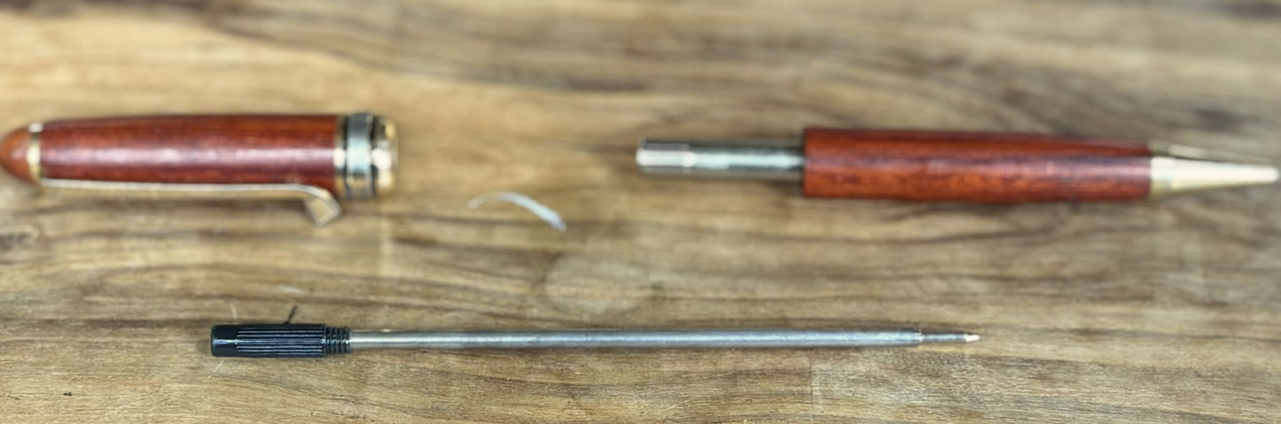 Vintage Rosewood Golf Ball Point Pen - Red Stained Wood Ball Point Pen With Golf Club Clip