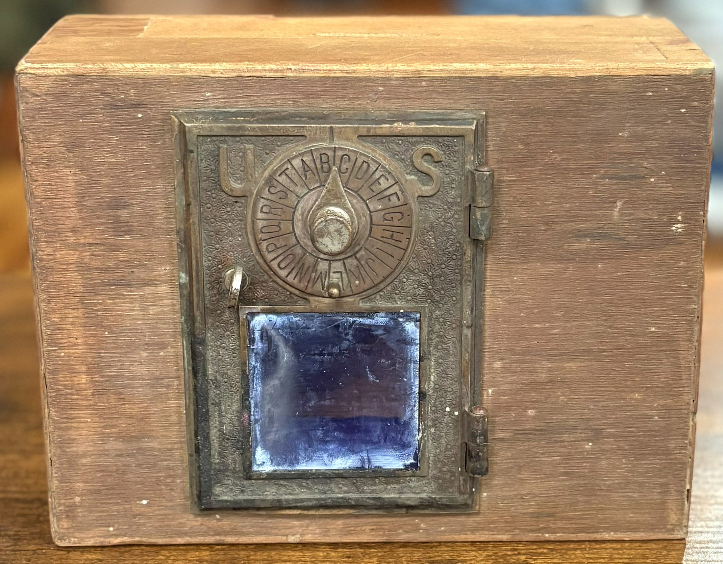 Antique Post Office Lock Box Converted To Coin Bank - USPS Postal Box Personal Coin Bank