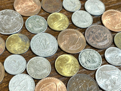 Nautical Ship-Themed Mystery World Coin Bundles - Lot of Mystery Coinage Boat & Ship Themed
