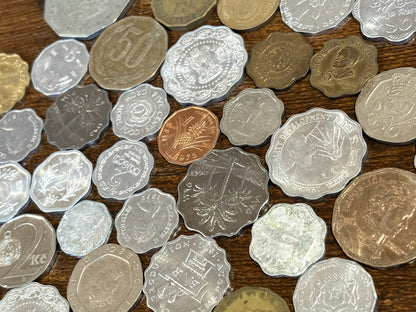 Scalloped and Multi-Sided Polygon Mystery World Coin Bundles - Lot of Mystery Coinage Unique Shaped Scalloped