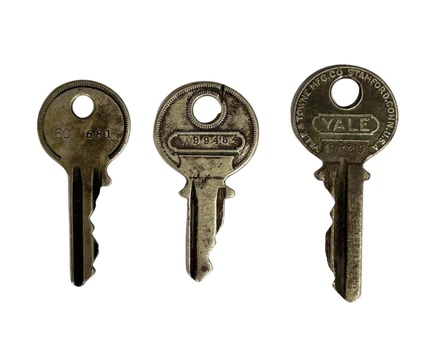 Vintage Yale & Stamford, Connecticut, U.S.A. Keys Lot of 3 - Authentic Vintage Lot of Three Yale and Stamford, Connecticut Keys