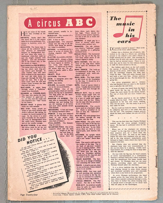 Rare 1940s British Circus Mirror Magazine Bertram Mills Special Edition Program - Vintage 1940s Bertram Mills Circus Program