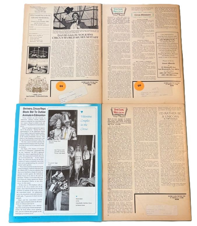 The White Tops Circus Magazine Lot of 8 Issues 1980s - Circus Memorabilia Lot: 8 Issues The White Tops Magazine