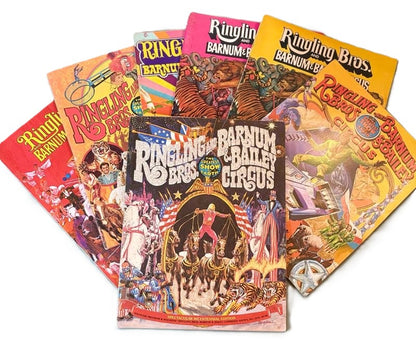 Vintage Ringling Bros Circus Souvenir Programs 1971-1982 Group Lot of 7 With Original Inserts - Lot of 7 Vintage Ringling Bros Barnum Bailey Circus Programs