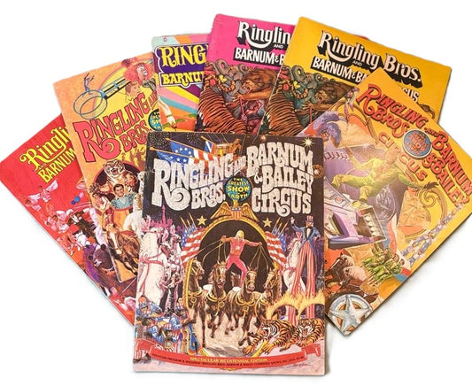 Vintage Ringling Bros Circus Souvenir Programs 1971-1982 Group Lot of 7 With Original Inserts - Lot of 7 Vintage Ringling Bros Barnum Bailey Circus Programs