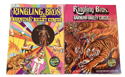 Vintage Ringling Bros Circus Souvenir Programs 1971-1982 Group Lot of 7 With Original Inserts - Lot of 7 Vintage Ringling Bros Barnum Bailey Circus Programs