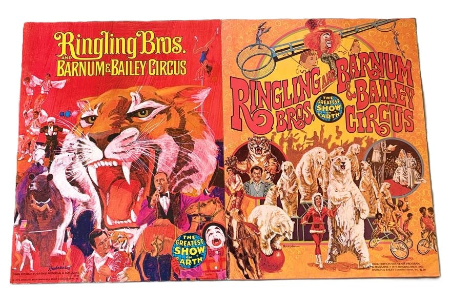 Vintage Ringling Bros Circus Souvenir Programs 1971-1982 Group Lot of 7 With Original Inserts - Lot of 7 Vintage Ringling Bros Barnum Bailey Circus Programs