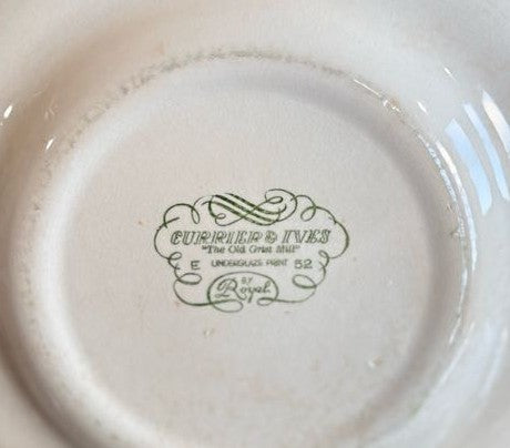 Royal China Currier & Ives, “The Old Grist Mill” Dinner Plates 4pc Set