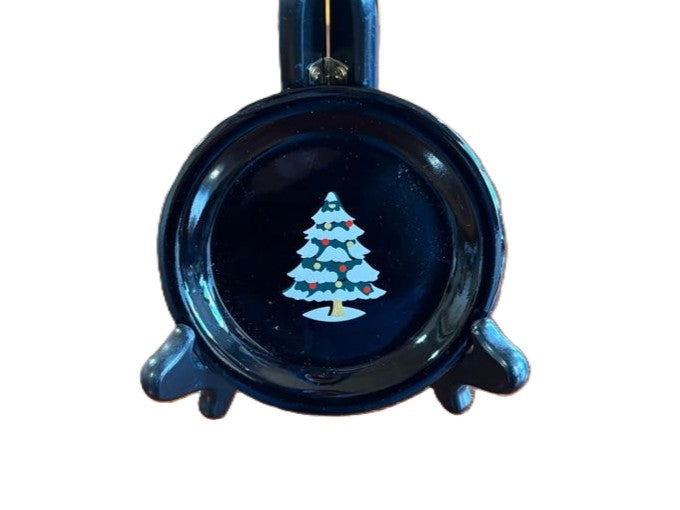 Japanese Black Lacquer Christmas Themed 6pc Coaster & Storage Box Set - Adorable Christmas Decor Coaster and Holder Set