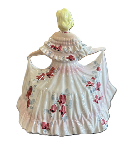 Vintage Lefton Tearful Beauty in Bloom Lady Figurine Damaged - Stunning Tearful Beauty in Bloom Formal Gown Figurine