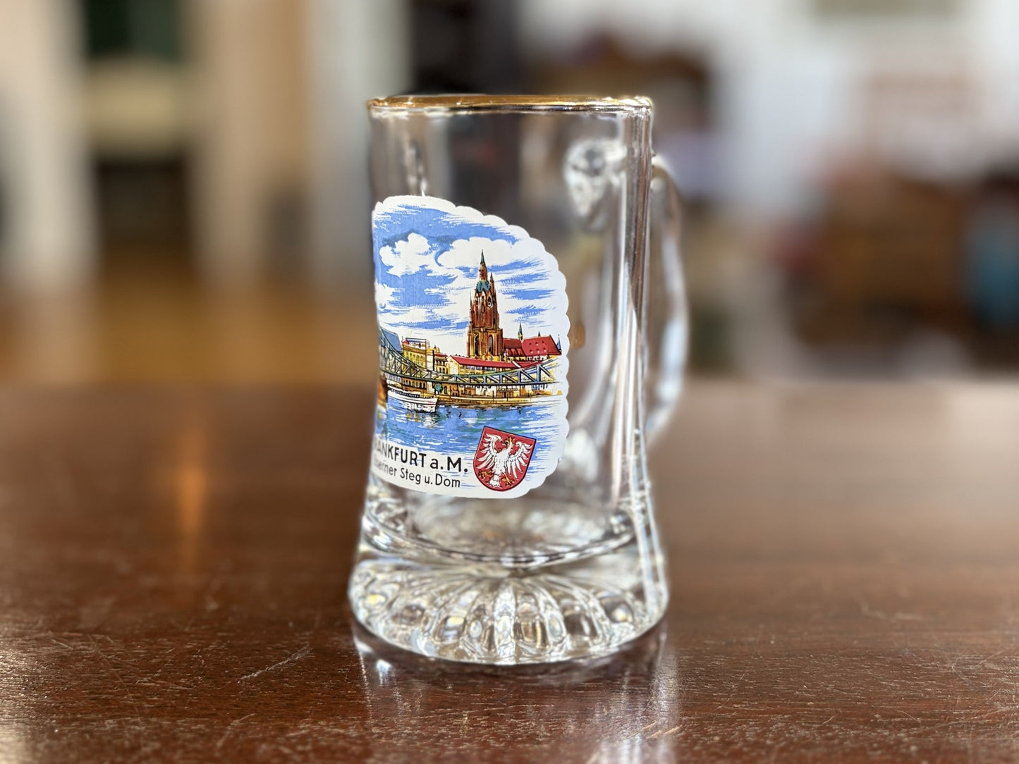 Frankfurt A.M. Beer Glass Mug - Vintage Frankfurt Germany Gold Rim Beer Glass&nbsp;