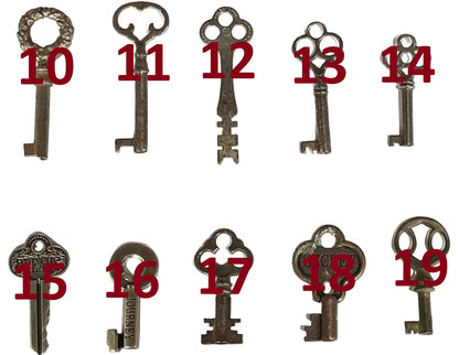 Vintage Antique Skeleton Keys Choose Your Style Numbered 1-19 - Decorative Metal Skeleton Keys for Jewelry & Crafts Pick Your Variant