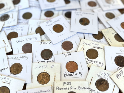 Lot of 29 Pennies Various Errors - Large Lot Over Twenty Assorted Error Pennies