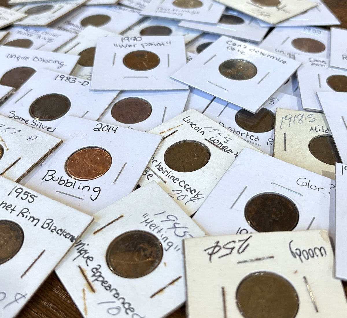 Lot of 29 Pennies Various Errors - Large Lot Over Twenty Assorted Error Pennies