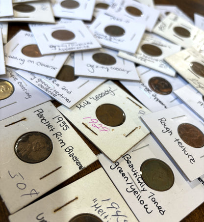 Lot of 29 Pennies Various Errors - Large Lot Over Twenty Assorted Error Pennies