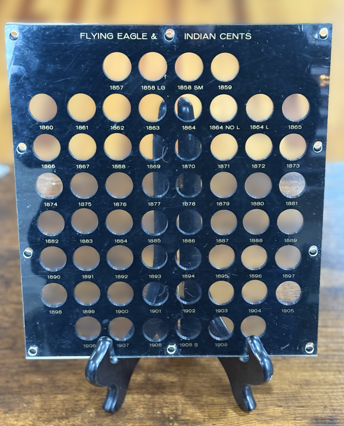 Capital Plastics Flying Eagle & Indian Head Cents Coin Holder Display Board Black No Screws - Capital Plastics Coin Holder Album for Flying Eagle & Indian Cents 1857-1909 Missing Screws