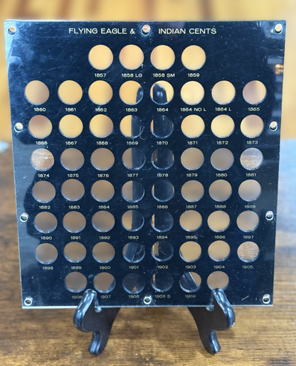 Capital Plastics Flying Eagle & Indian Head Cents Coin Holder Display Board Black No Screws - Capital Plastics Coin Holder Album for Flying Eagle & Indian Cents 1857-1909 Missing Screws