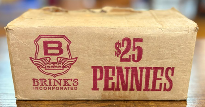Vintage 1981 Brink's $25 Penny Box 50 Brilliant Uncirculated (BU) Rolls - 1981 Brink's Uncirculated Penny Box $25 Face Value (2,500 Unc Coins)