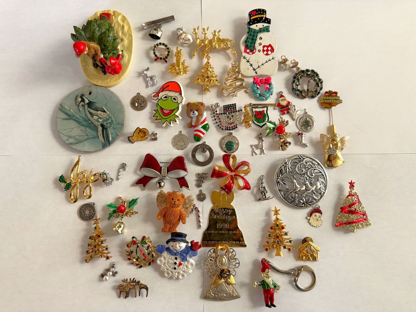 Christmas Jewelry! - Large Lot of Christmas Charms, Pins/Brooches, Ornaments, and More - Sterling Silver, Enamel, Plastic