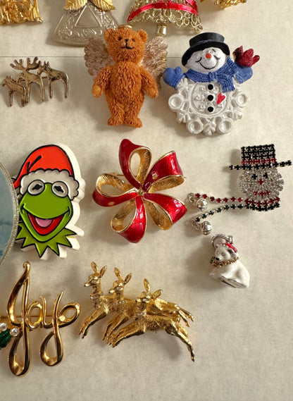 Christmas Jewelry! - Large Lot of Christmas Charms, Pins/Brooches, Ornaments, and More - Sterling Silver, Enamel, Plastic