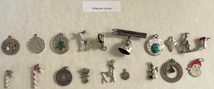 Christmas Jewelry! - Large Lot of Christmas Charms, Pins/Brooches, Ornaments, and More - Sterling Silver, Enamel, Plastic