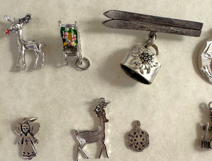 Christmas Jewelry! - Large Lot of Christmas Charms, Pins/Brooches, Ornaments, and More - Sterling Silver, Enamel, Plastic