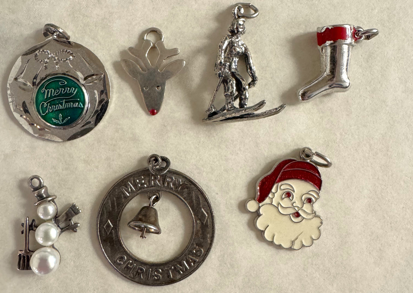 Christmas Jewelry! - Large Lot of Christmas Charms, Pins/Brooches, Ornaments, and More - Sterling Silver, Enamel, Plastic