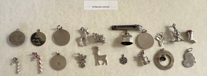 Christmas Jewelry! - Large Lot of Christmas Charms, Pins/Brooches, Ornaments, and More - Sterling Silver, Enamel, Plastic