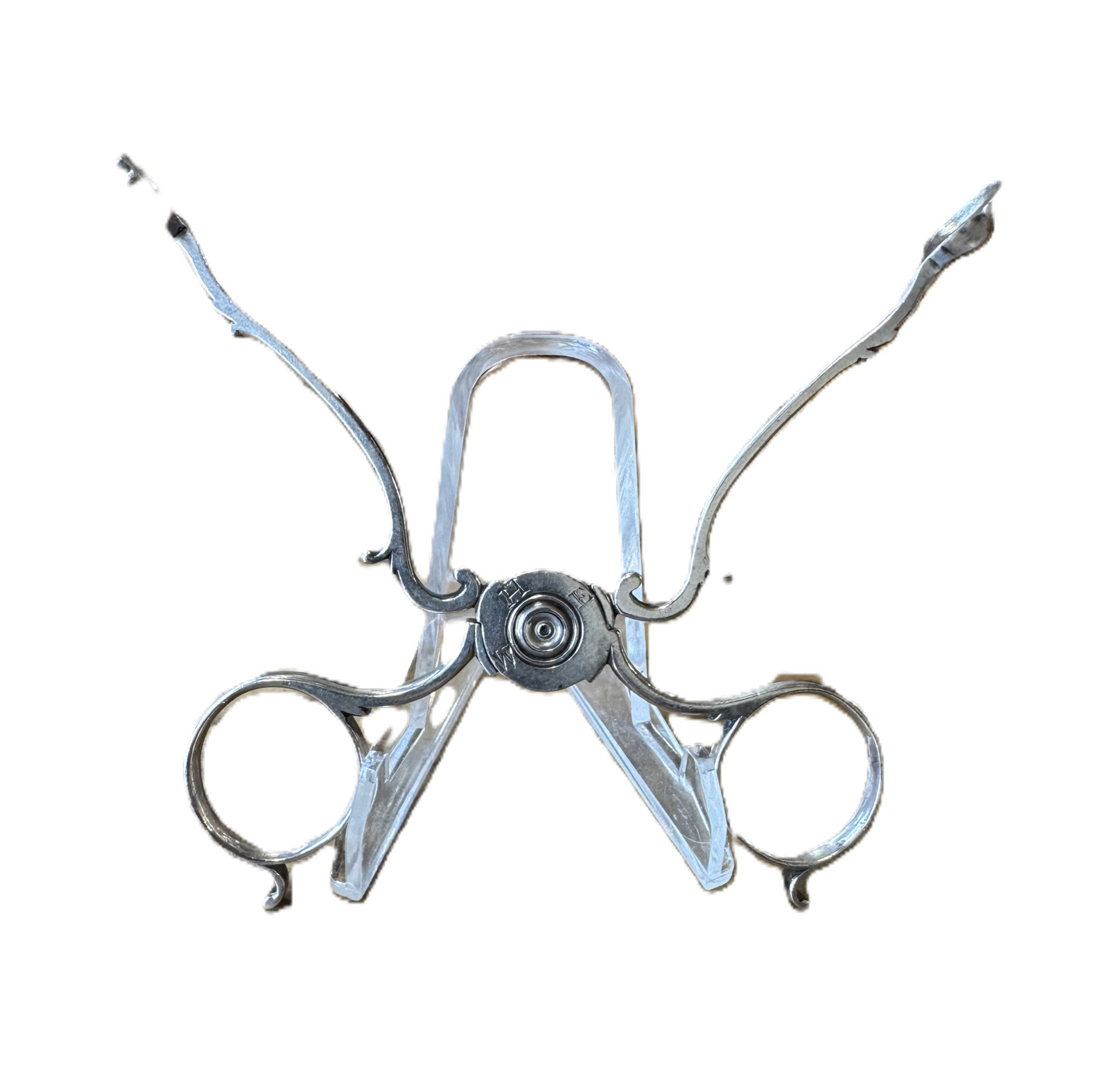 Georgian Sterling Silver Scallop Head Tongs - Stamped and Tested Sterling Silver - Lion Passant Stamped - 4.52 Inches