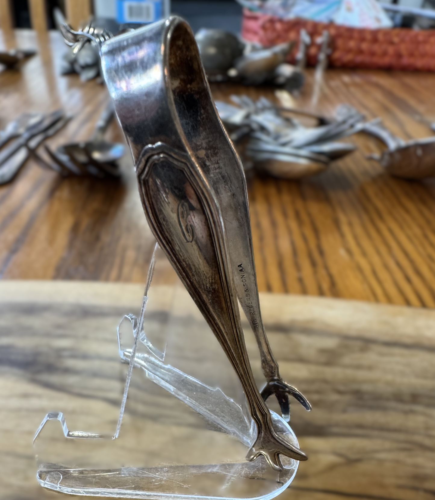 VTG Silverplated W.M. Rogers & Son Bird Claw Tongs - Ice Cube/Sugar Tongs - 3.45 Inches