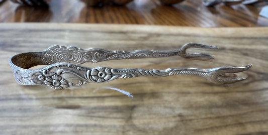 Vintage Nils-Johan Swedish Flower Pickle Fork Tongs - Silverplated - Vintage Swedish Souvenir Cocktail Fork