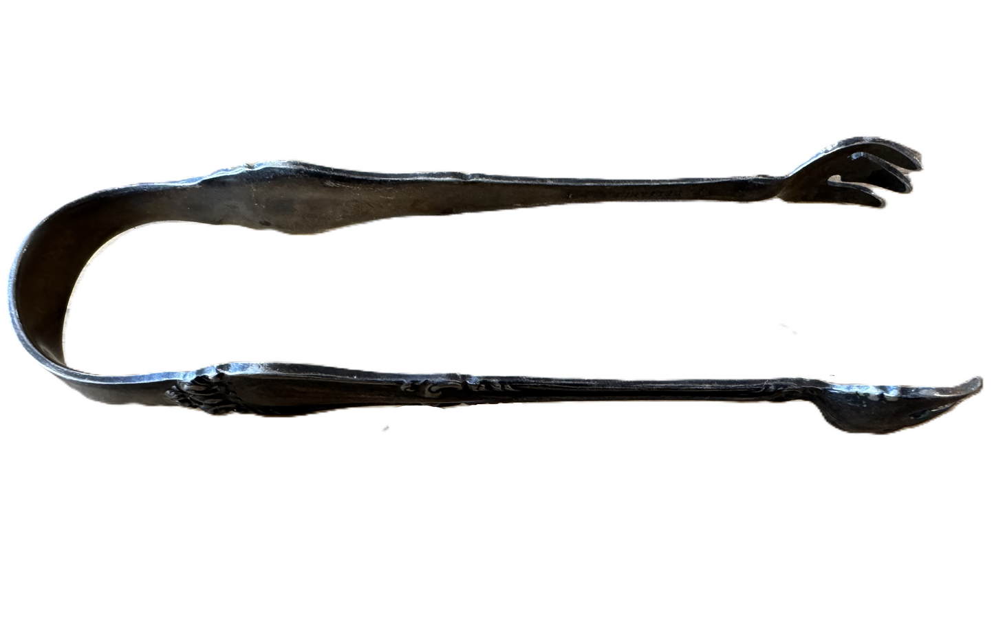 Oneida Community Reliance Plate Trident Tongs - Stamped and Tested Silverplate - Scrolled Design - 4.51 Inches