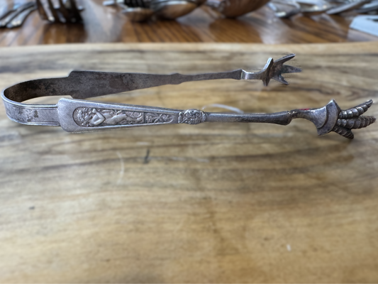 VTG Arcadian Silverplate 1847 Rogers Bros Chicken Feet Tongs - Ice Cube/Sugar Tongs - 5.03 Inches