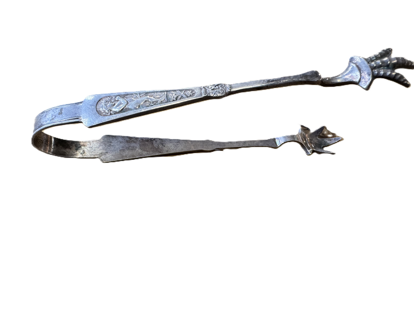 VTG Arcadian Silverplate 1847 Rogers Bros Chicken Feet Tongs - Ice Cube/Sugar Tongs - 5.03 Inches