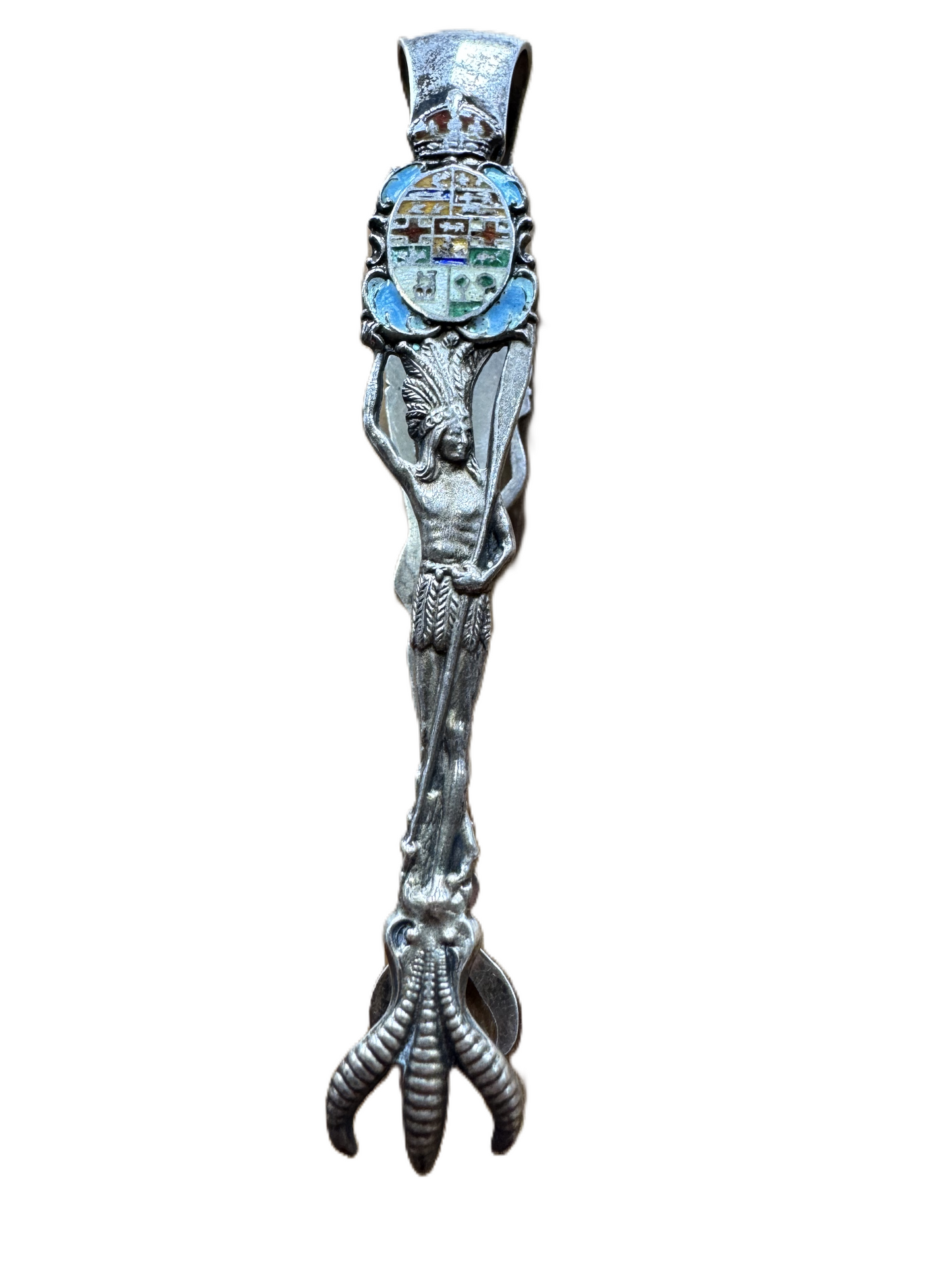 Antique Sterling Silver Native Chief Montreal Tongs - Stamped and Tested Sterling Silver - Sugar Cube Tongs - Claw Tongs - 4 Inches