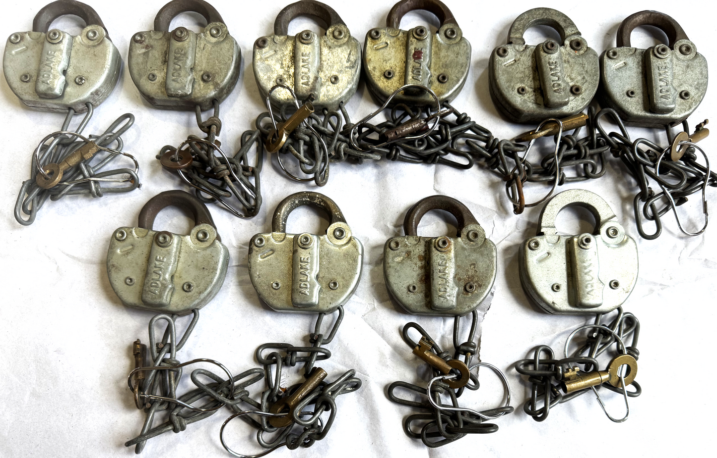 Adlake Railroad Locks and Keys - All Locks have Working Keys - Antique Railroad Relics - Adlake Brand