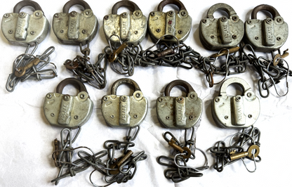 Adlake Railroad Locks and Keys - All Locks have Working Keys - Antique Railroad Relics - Adlake Brand