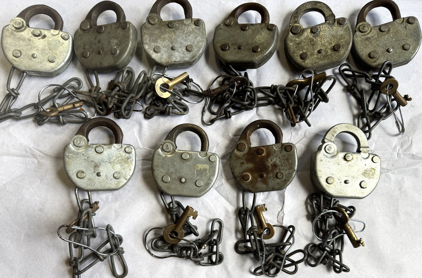 Adlake Railroad Locks and Keys - All Locks have Working Keys - Antique Railroad Relics - Adlake Brand