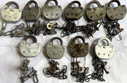 Adlake Railroad Locks and Keys - All Locks have Working Keys - Antique Railroad Relics - Adlake Brand