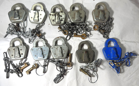 Keline Railroad Locks and Keys - Choose by Railroad! - All Locks have Working Keys - Antique Railroad Relics - Keline Brand