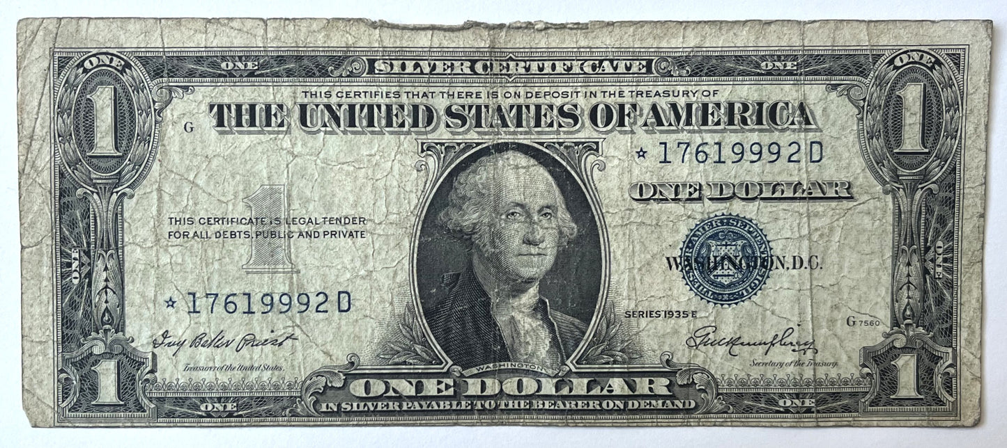 1935 E Silver Certificate Star Note, Blue Seal - Choice of Grade/Condition - E Series Silver Cert 1935 Star Note - High Grade Fr#1614*
