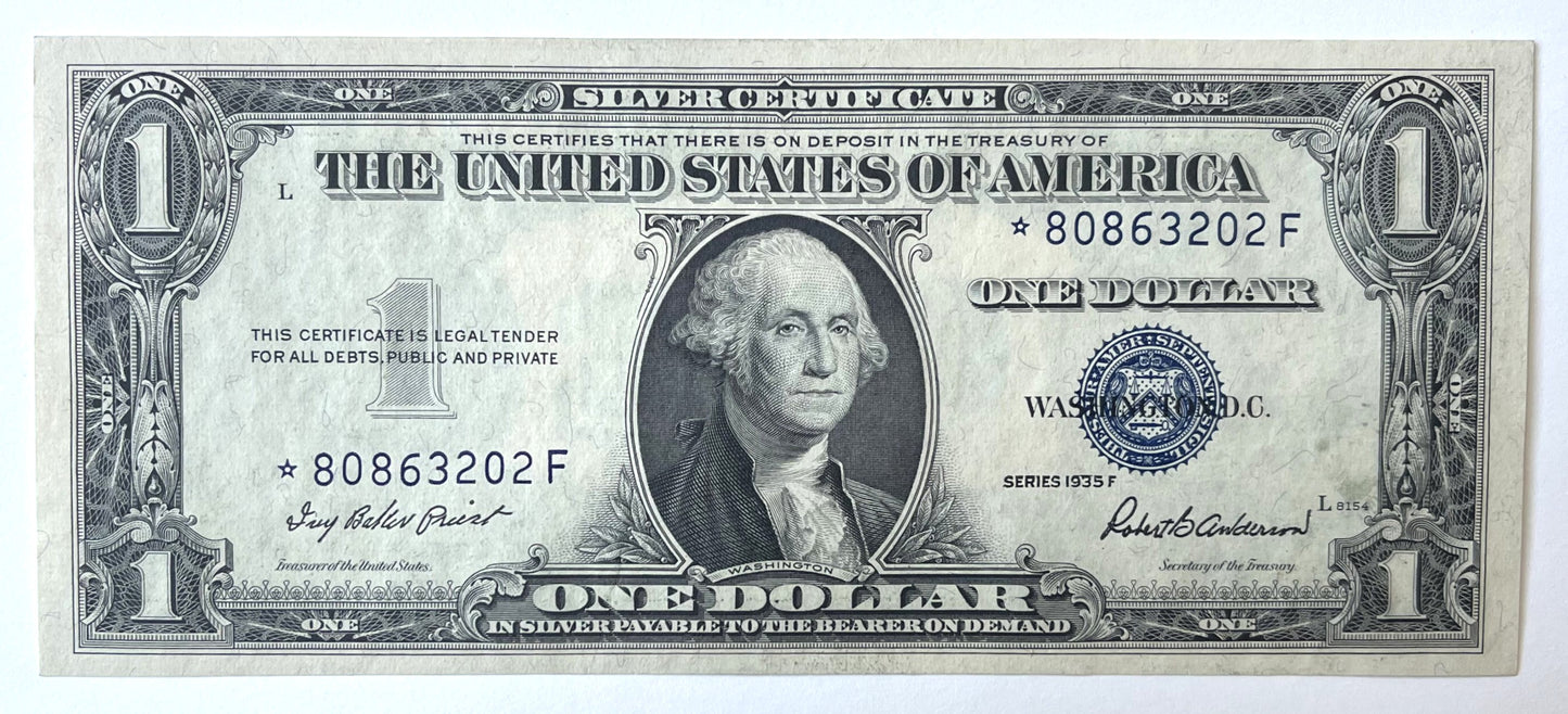 1935-F Silver Certificate 1 Dollar Star Note - Choice of Grade/Condition - *-F Block - 1935F Blue Seal Star Replacement Note - Fr. 1615*