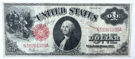 1917 Large Size 1 Dollar Legal Tender Note - Speelman/White - Choice Very Fine (VF+) - 1917 1 Dollar Horse Blanket Banknote - Fr#39