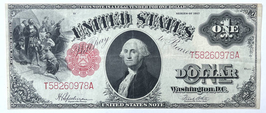 1917 Large Size 1 Dollar Legal Tender Note - Speelman/White - Choice Extremely Fine (XF+) - 1917 1 Dollar Horse Blanket Banknote - Fr#39