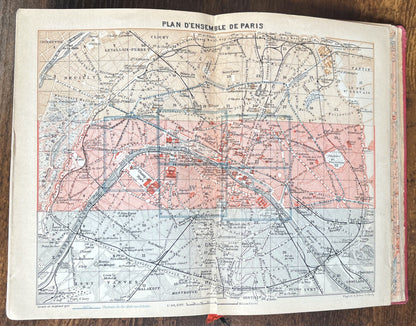 Antique 1904 Baedeker's Paris and its Environs Travel Book - 15th Edition, Includes Maps and City Plans - Rare Victorian Parisian Handbook