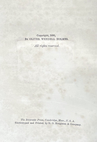 First Edition Over the Teacups by Oliver Wendell Holmes - Second State - Very Good (VG) - Rare 1891 Oliver Wendell Holmes Poetry Book