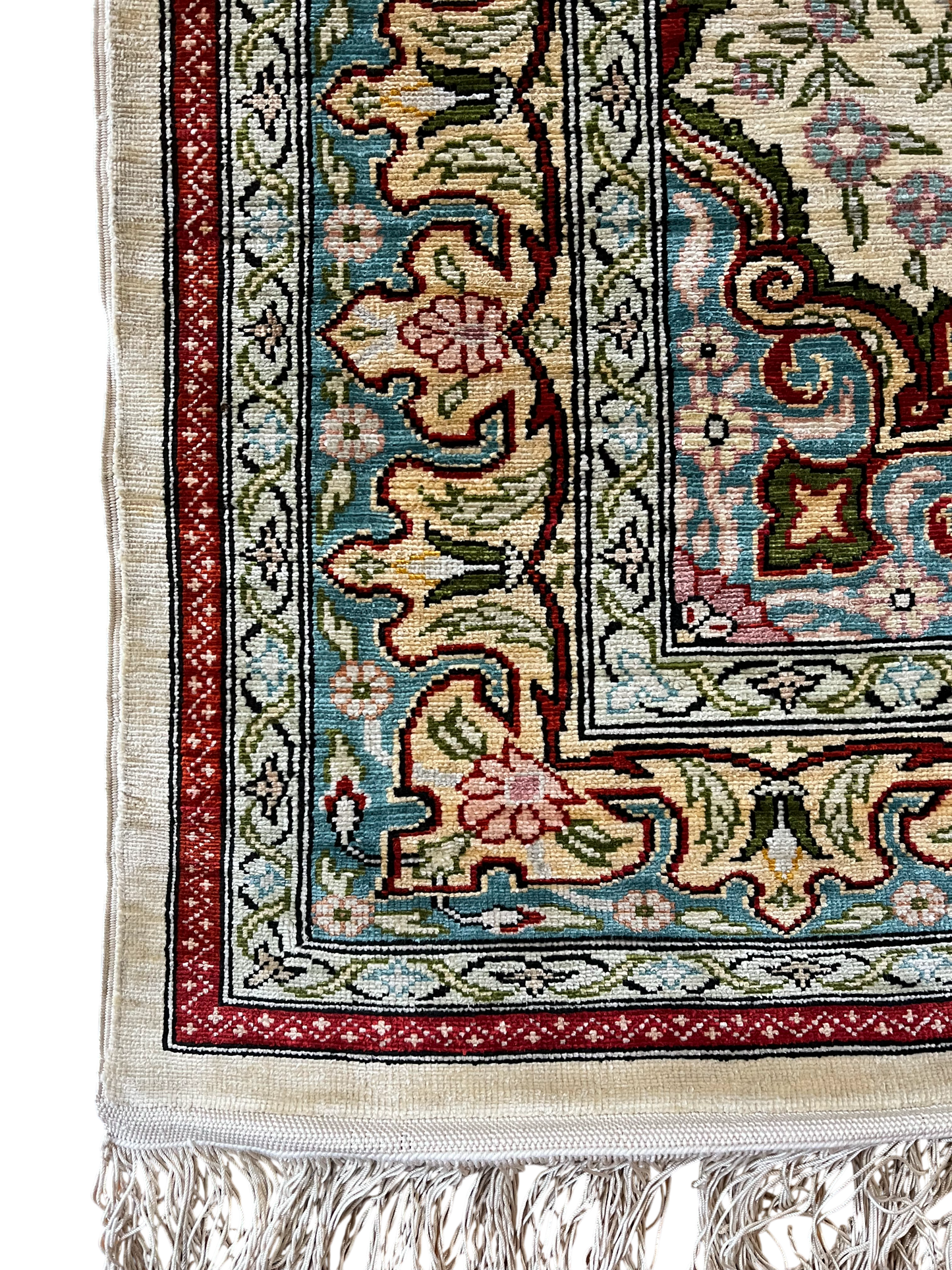 Genuine Silk on Silk Hand Knotted Turkish Hereke Rug - 100% Silk - Approx. 400 KPSI - 81cm X 58cm - Authentic Signed Turkish Silk Carpet