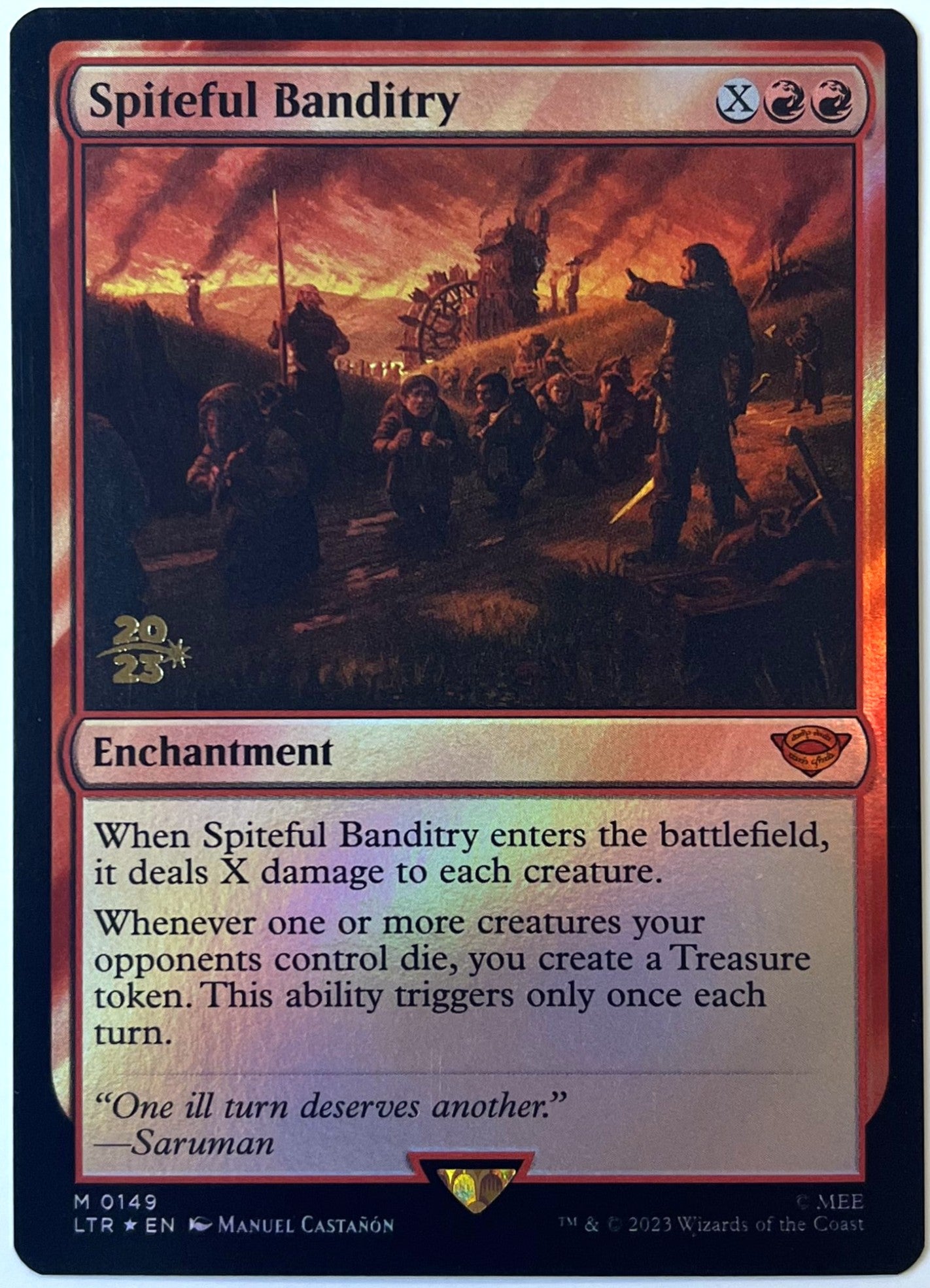 Magic: The Gathering - Spiteful Banditry - Promo Prerelease Cards, Gold 2023 Stamp - 149 -Near Mint Foil (NM)