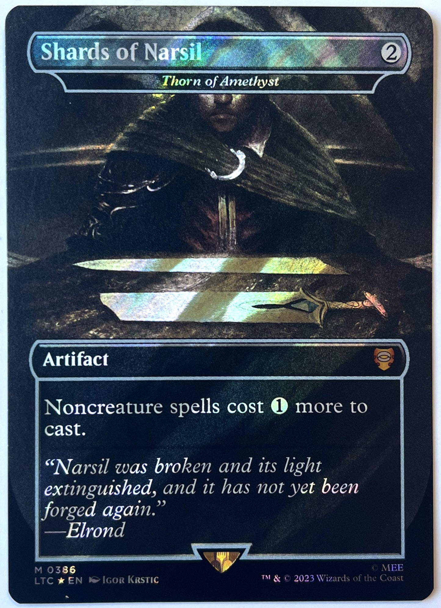 Magic: The Gathering - Shards of Narsil - Borderless, Surge Foil - Commander: Lord of the Rings: Tales of Middle-Earth - Near Mint (NM)