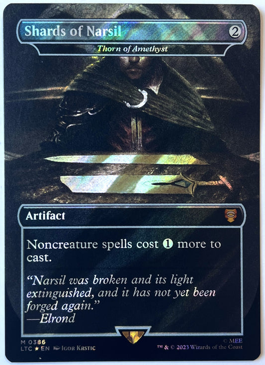 Magic: The Gathering - Shards of Narsil - Borderless, Surge Foil - Commander: Lord of the Rings: Tales of Middle-Earth - Near Mint (NM)